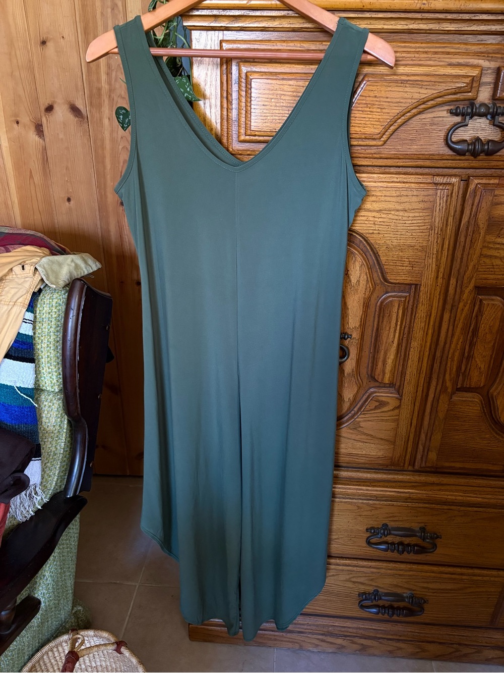 Sleeveless V-Neck Olive Green Women's romper